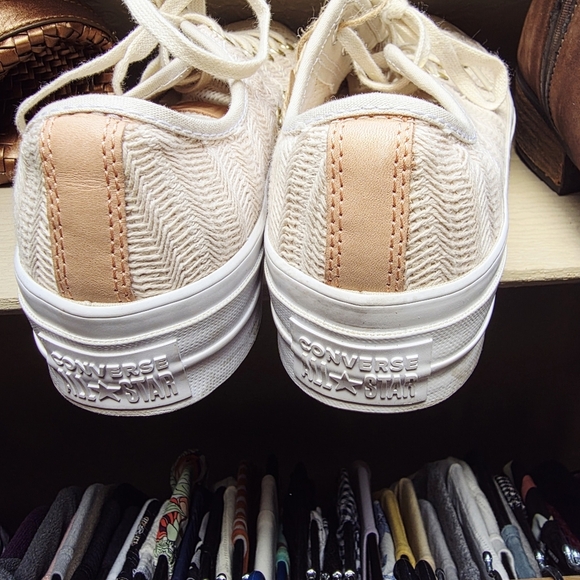 Converse All Star Lift Herringbone Off-White Canvas Sneakers - Picture 6 of 11